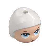 Minidoll Baby Head with Lime Cap, Bright Light Blue Eyes, Surprised print Hellnougat