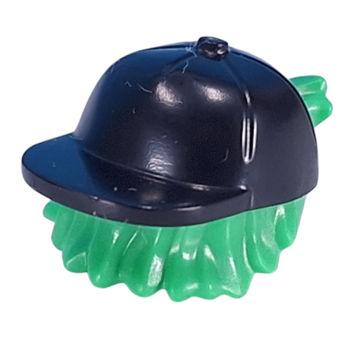 Hair and Hat, Backwards Cap, Bright Green Hair Pattern Schwarz