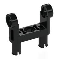 Technic Pin Connector Toggle Joint Smooth Double with 2 Pins [Square Holes] Black