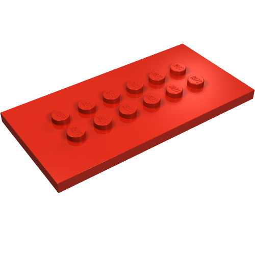 Plate Special 4 × 8 with Studs in Centre Red