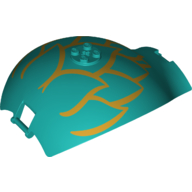 Panel Curved Tapered with Bars at Each End and Gold Leaves Print Dark Turquoise