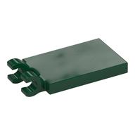 Tile Special 2 × 3 with 2 Clips without Tab between Clips Dunkelgrün