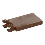 Tile Special 2 × 3 with 2 Clips without Tab between Clips Reddish Brown