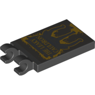 Tile Special 2 × 3 with 2 Clips [Thick Open O Clips] with Gold 'THE LEAKY CAULDRON' print Schwarz