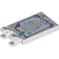 Tile Special 2 × 3 with 2 Clips with Drawing of Cat print Weiß