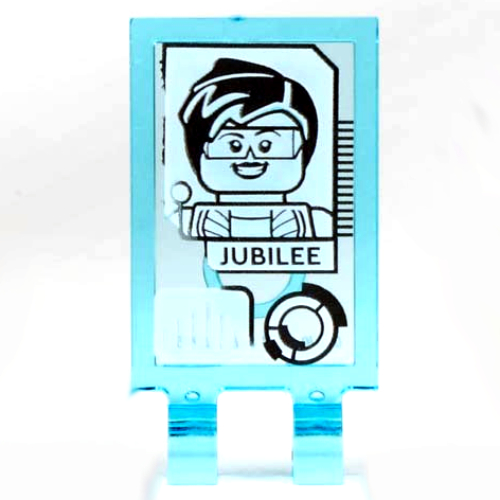Tile Special 2 × 3 with 2 Clips with Computer Monitor, Jubilee print Trans-Light Blue