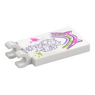 Tile Special 2 × 3 with 2 Clips with Drawing of Gabby, Kitten Rainbow print Weiß