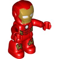 Duplo Figure with Helmet, with Red Legs and Gold Armor Print (Iron Man) Red