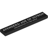 Tile 1 × 6 with White 'AVENGERS: AGE OF ULTRON HULKBUSTER VS THE HULK' print Schwarz