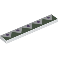 Tile 1 × 6 with Sand Green Edge Triangles and 5 Lavender Dots print Weiß