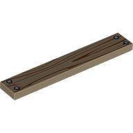 Tile 1 × 6 with Wood Decoration Print Dark Tan