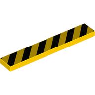 Tile 1 × 6 with Warning Stripes print Gelb