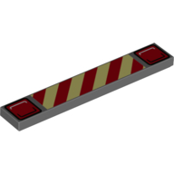 Tile 1 × 6 with Red Lights and Safety Stripes Print (Spoiler) Dark Bluish Gray