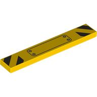 Tile 1 × 6 with Warning Stripes, Ribbited Plate print Yellow