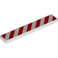 Tile 1 × 6 with Red Danger Stripes print in White