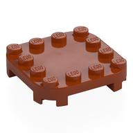 Plate Round Corners 4 × 4 × 2/3 Circle with Reduced Knobs Dark Orange