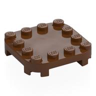 Plate Round Corners 4 × 4 × 2/3 Circle with Reduced Knobs Reddish Brown