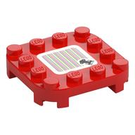 Plate Round Corners 4 × 4 × 2/3 Circle with Reduced Knobs with Throne and Barcode Print (Sticker) Rot