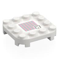 Plate Round Corners 4 × 4 × 2/3 Circle with Reduced Knobs with Flower, Barcode print (Sticker) White
