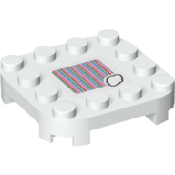 Plate Round Corners 4 × 4 × 2/3 Circle with Reduced Knobs and Cloud and Barcode Print (Sticker) White