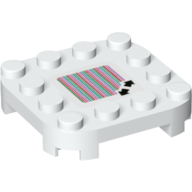 Plate Round Corners 4 × 4 × 2/3 Circle with Reduced Knobs and Double Arrows and Barcode Print (Sticker) White