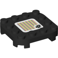 Plate Round Corners 4 × 4 × 2/3 Circle with Reduced Knobs and Spiked Ram and Barcode Print (Sticker) Schwarz