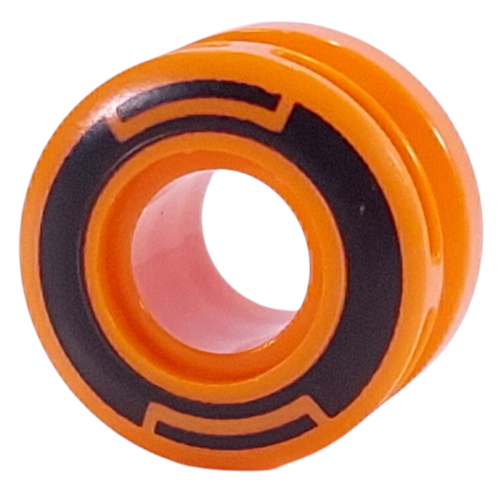 Wheel 11 × 8 with Center Groove, One Smooth Side with Black Circles print Orange