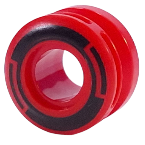 Wheel 11 × 8 with Center Groove, One Smooth Side with Black Circles print Red