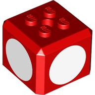 Brick Special Cube with 2 × 2 Studs on Top, and White Circles Print Rot