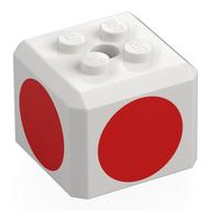 Brick Special Cube with 2 × 2 Studs on Top, and Red Circles Print White