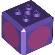 Brick Special Cube with 2 × 2 Studs on Top, and Dark Pink Circles Print Dark Purple