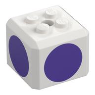 Brick Special Cube with 2 × 2 Studs on Top, and Dark Purple Circles Print White