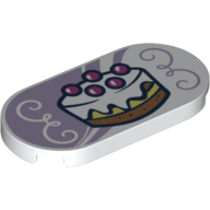 Tile Round 2 × 4 with Cake print White