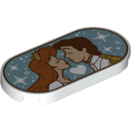 Tile Round 2 × 4 with Ariel and Prince Eric Kissing Print Weiß