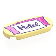 Tile Round 2 × 4 with White/Bright Pink/Dark Pink Pillows, Dark Purple 'Hotel' print Leuchtendes Hellgelb