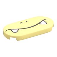 Tile Round 2 × 4 with Face, White Fangs print Bright Light Yellow