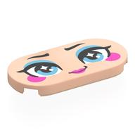 Tile Round 2 × 4 with Face, Bright Light Blue Eyes, Eyeshadow, Dark Pink Cheeks, Lips print Light Nougat