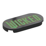 Tile Round 2 × 4 with Green 'WICKED' print Black