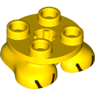 Feet, 2 × 2 × 2/3 with 4 Studs on Top and Black Toes Print Yellow