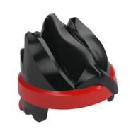 Hair Short, Swept Up with Red Headband Pattern Black