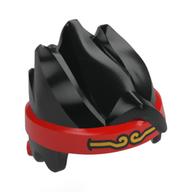 Hair Short, Swept Up with Red Headband with Gold Trim/Decoration Schwarz