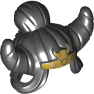 Hair and Tiara, Bun, 2 Horns, Golden Tiara Print Black