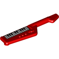 Musical Instrument Keytar with Piano Keys, Black Near Edge Print Red