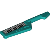 Musical Instrument Keytar with Piano Keys, Black In Middle Print Dark Turquoise