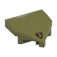 Brick Wedged, Curved 2 × 2 with Stud Notches with Lamborghini Bull print Olive Green