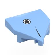 Brick Wedged, Curved 2 × 2 with Stud Notches with Black stripe, Circle / Fish Head print Bright Light Blue