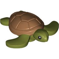 Animal, Turtle / Sea Turtle with Black Eyes, Medium Nougat Shell print Olivgrün