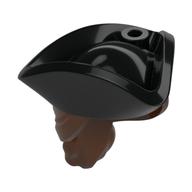 Hair and Hat, Pirate Hat Tricorne Black with Ponytail Rotbraun