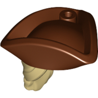 Hair and Hat, Pirate Hat Tricorne Reddish Brown with Ponytail Tan