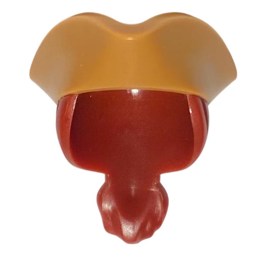 Hair and Hat, Pirate Hat Tricorne Medium Nougat with Ponytail Pattern Dark Red